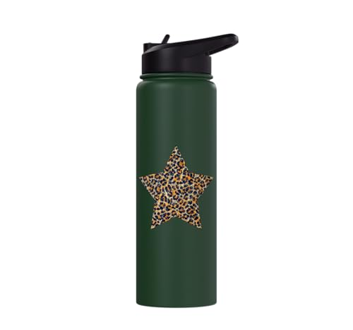 Star Shape Cute Cheetah Leopard Print Graphic Stainless Steel Insulated Water Bottle
