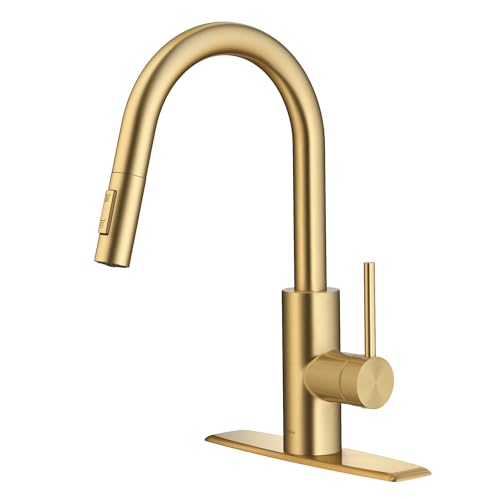 Spot Free Brushed Brass Pull Down Kitchen Faucet KPF