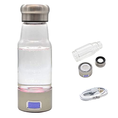 Hydrogen Alkaline Water Bottle Hydrogen Rich Water Generator Ionizer Energy Flask with USB Charging Portable High Concentration Hydrogen Water Glass Bottle for Hiking