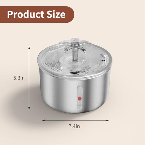 Stainless Steel Cat Water Fountain (68 Fl Oz)