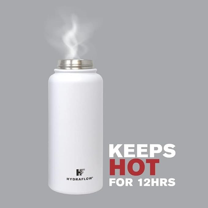 Hydraflow Hybrid - Triple Wall Vacuum Insulated Water Bottle with Flip Straw (25oz, Clay) Stainless Steel Metal Thermos, Reusable Leak Proof BPA-FREE for Sports and Travel