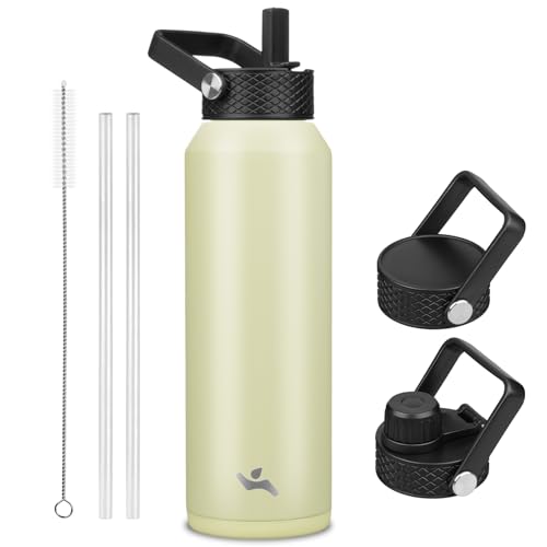 40 oz Insulated Stainless Steel Water Bottle with 3 Lids