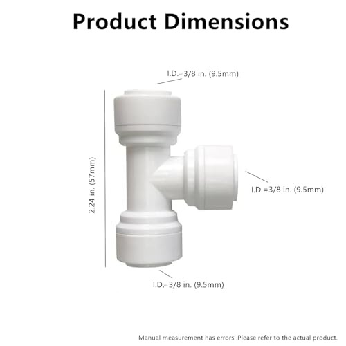3 8 inch Tee Connector Push to Connect Fittings Plastic Quick Fitting for water purification&RO System (5 Count)