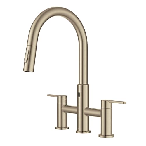 Oletto Touchless Sensor Bridge Kitchen Faucet with Pull