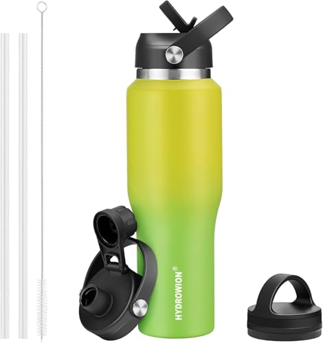 40 oz Insulated Water Bottle with Straw fit in Car Cup Holder