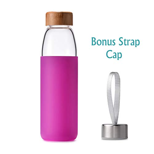 18 Oz Borosilicate Glass Water Bottles with Bamboo Lid