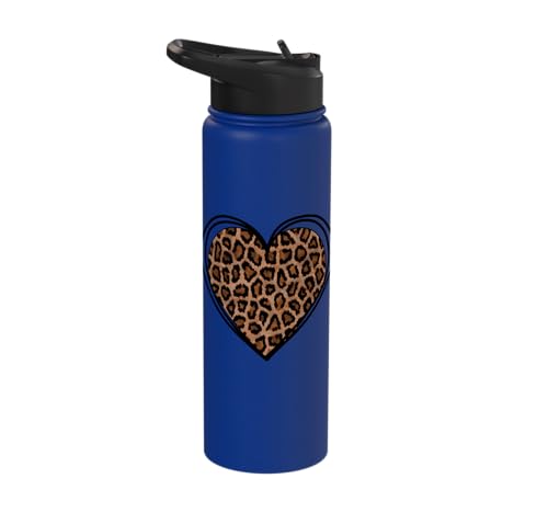 Heart Shape Cute Cheetah Leopard Print Graphic Stainless Steel Insulated Water Bottle