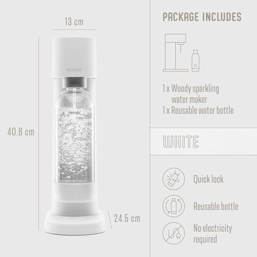 Woody Carbonated Water Machine and Soda Maker with 1L Bottle