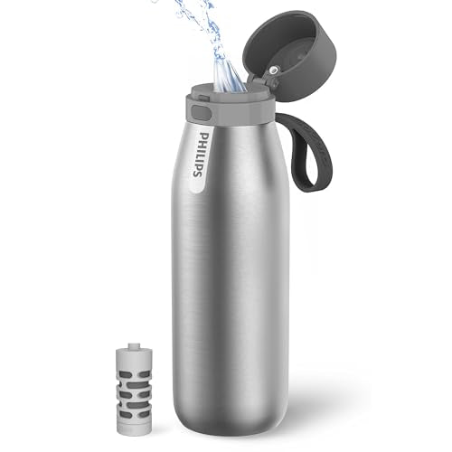 Filtered Water Bottle Stainless Steel Travel Keeps Cold 32oz Silver
