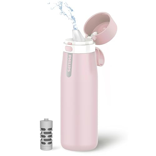 Filtered Water Bottle Stainless Steel Travel Keeps Cold 18.6oz Pink