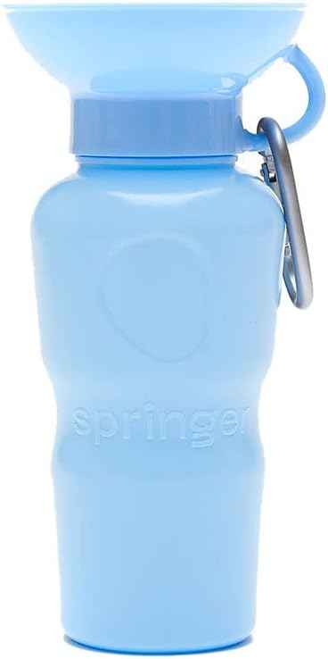 Springer Dog Water Bottle | Portable Travel Water Bottle Dispenser For Dogs - As Seen on Shark Tank | Patented, Leak-Proof Bottles Fill Bowl With Water - Ideal for Walking | BPA-Free 22oz Blue