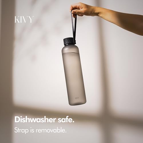 Slim Water Bottle 32oz [Lightweight & Shatterproof] Fits Backpack & Cupholder for Travel