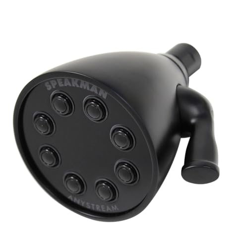 S-2251-MB Signature Icon Anystream High Pressure Adjustable Solid Brass Shower Head, 2.5 GPM, Matte Black