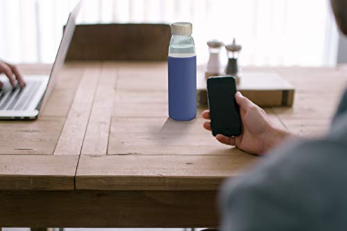 18 Oz Borosilicate Glass Water Bottles with Bamboo Lid