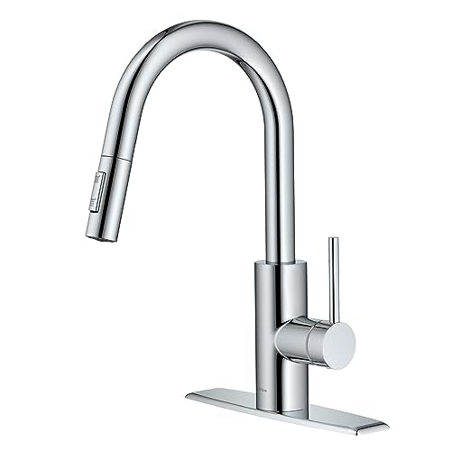 Chrome 15 in Single Handle Pull Down Kitchen Faucet KPF