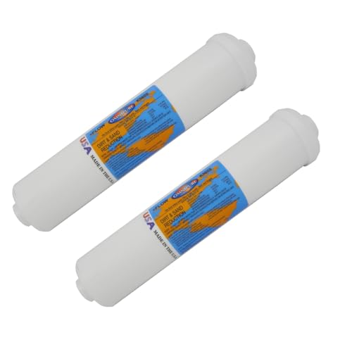 Omnipure (K5605-SS) Inline Sediment Filter, 5 Micron Sediment Inline Water Filter, 1/4" FQC Quick-Connect Elbow Fittings - 12" x 2.5" (2 Pack)