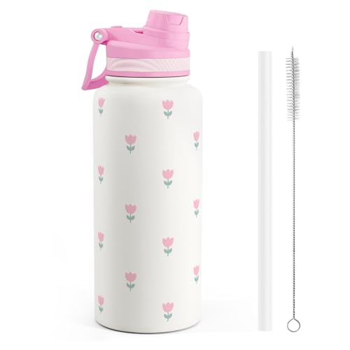 Tulip Stainless Steel Water Bottle with Strap 32oz