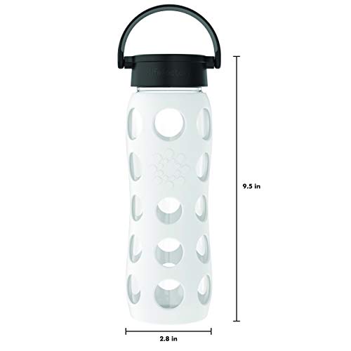 22-Ounce BPA-Free Glass Water Bottle with Classic Cap and Protective Silicone Sleeve, White
