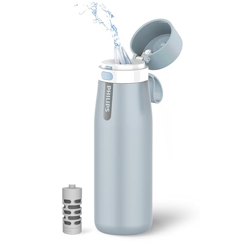 Filtered Water Bottle Stainless Steel Travel Keeps Cold 18.6oz Blue
