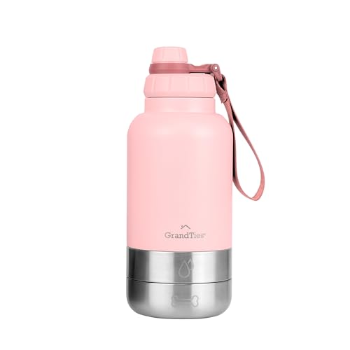 Insulated Portable Dog Water Bottle with 2 Detachabl Water Bowl Dispenser