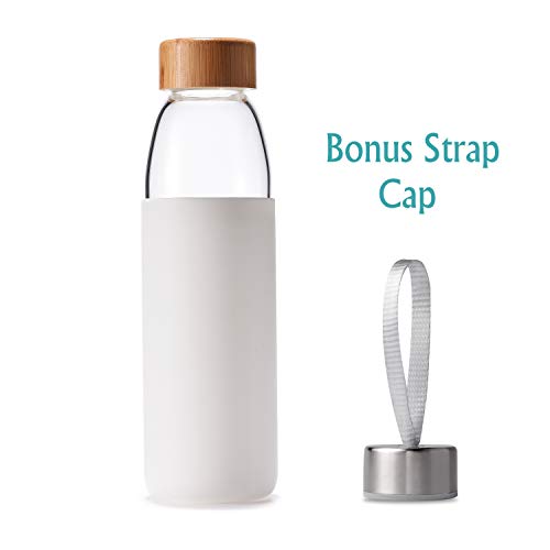 25 Oz Borosilicate Glass Water Bottles with Bamboo Lid