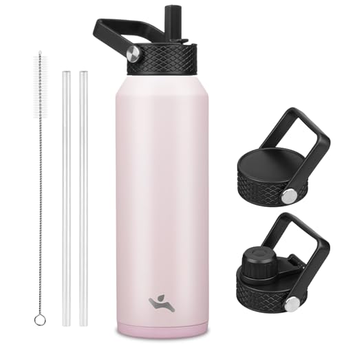 40 oz Insulated Stainless Steel Water Bottle with 3 Lids