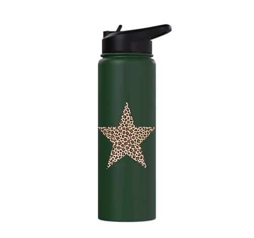 Star Shape Cute Cheetah Leopard Print Graphic Stainless Steel Insulated Water Bottle