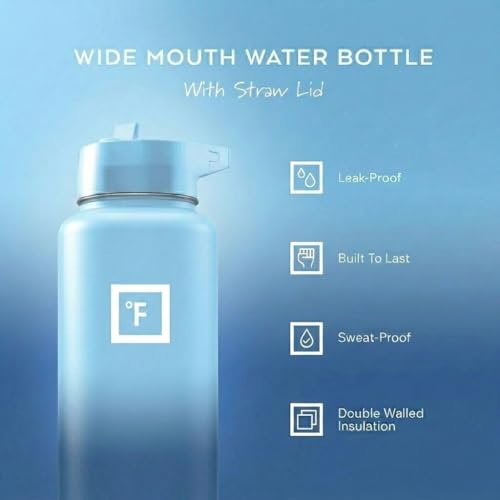 40 oz Wide Mouth Water Bottle with Straw