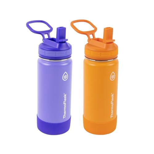 Kids 16 oz Insulated Water Bottles with Straw Lid BPA (2 Count)