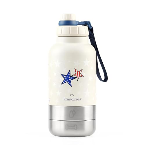 Insulated Portable Dog Water Bottle with 2 Detachable Water Bowl Dispenser