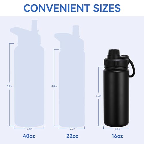 16 oz Kids Water Bottle for School Stainless Steel Double Wall Vacuum Insulated Water Bottle with Straw lids & Spout Lid