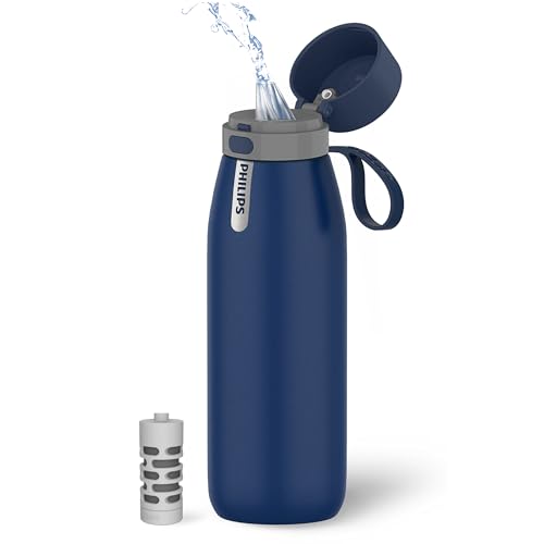 Filtered Water Bottle Stainless Steel Travel Keeps Cold 32oz Blue