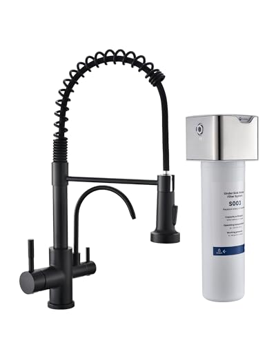 3 in 1 Kitchen Faucet with Pull Down Sprayer Matte Black