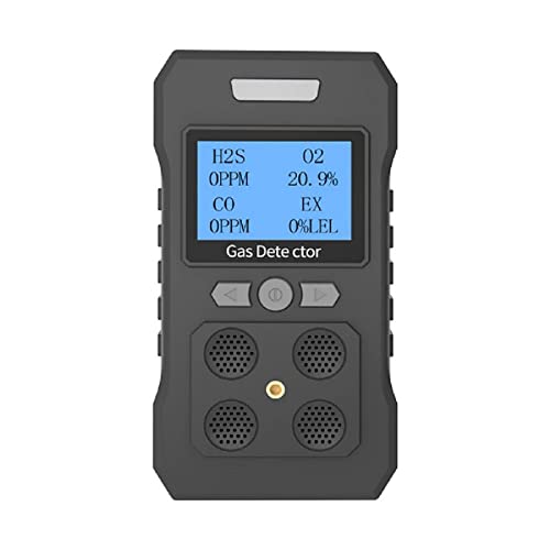 4 Gas Monitor Rechargeable Portable Gas Detector H2S O2 CO and LEL Multi Gas Monitor Professional Gas Sniffer with LCD Display Sound Light Vibration Alarm Mode