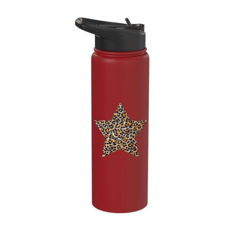 Star Shape Cute Cheetah Leopard Print Graphic Stainless Steel Insulated Water Bottle