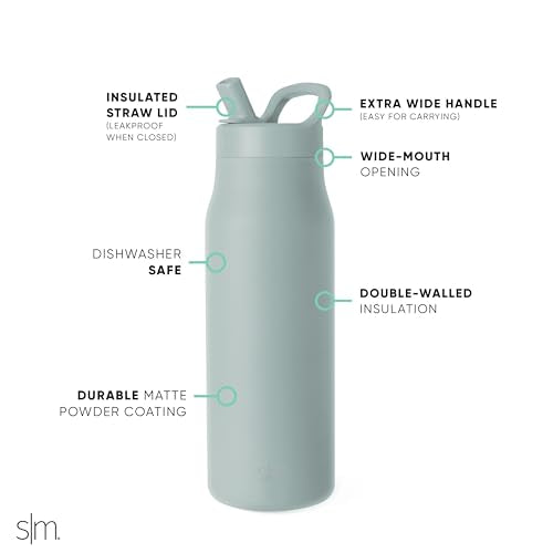Insulated Water Bottle with Manual Straw
