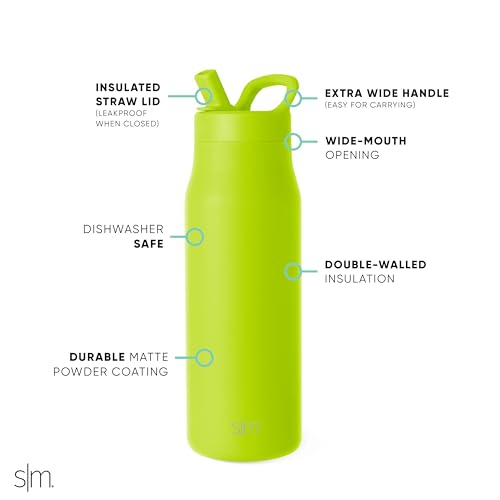 Insulated Water Bottle with Manual Straw