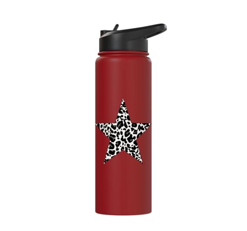 Star Shape Cute Cheetah Leopard Print Graphic Stainless Steel Insulated Water Bottle