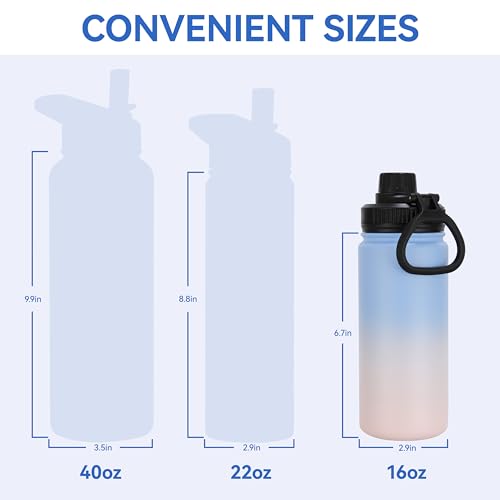 16 oz Kids Water Bottle for School Stainless Steel Double Wall Vacuum Insulated Water Bottle with Straw lids & Spout Lid