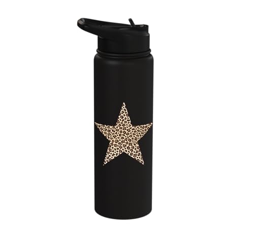 Star Shape Cute Cheetah Leopard Print Graphic Stainless Steel Insulated Water Bottle