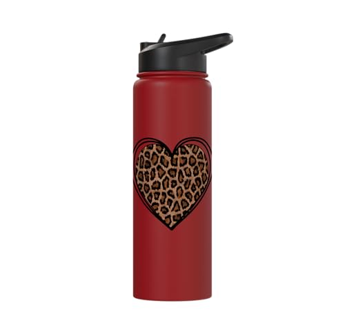 Heart Shape Cute Cheetah Leopard Print Graphic Stainless Steel Insulated Water Bottle