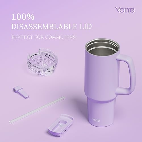 DetaClean 40oz Light Purple Tumbler with Handle and Flip Straw for Women