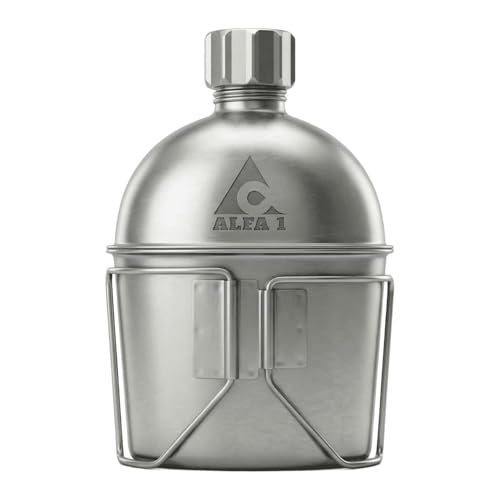 Military Stainless Steel Canteen & Kidney Style Cup for Hiking