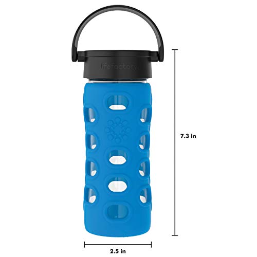 12-Ounce BPA-Free Glass Water Bottle with Classic Cap and Protective Silicone Sleeve, Cobalt Blue