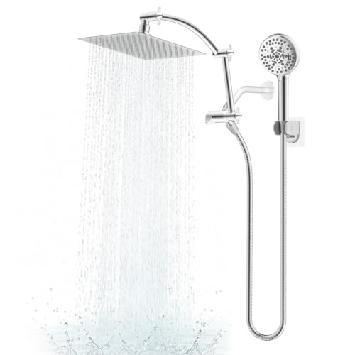 All Metal 8" High Pressure Rain Shower Head Combo