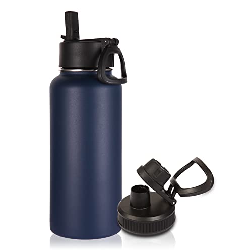 32 oz Insulated Water Bottle with Straw Lid and Spout Lid