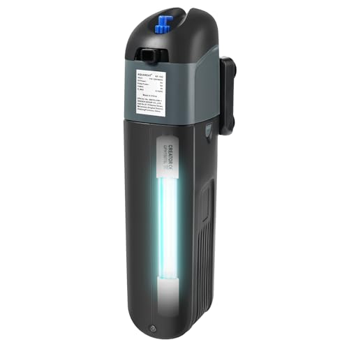 Aquarium Filter 5W UV Bulb Green Water Killer Submersible Pump Filter 132 GPH for 75 Gallon Fish Tank