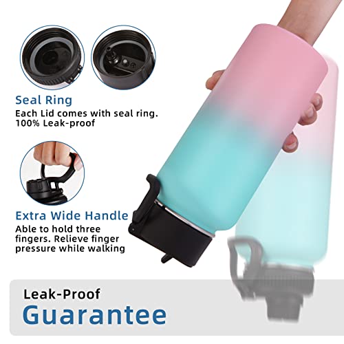 32 oz Water Bottles Bulk 2 Pack with Straw Lid & Spout Lid (2 Count)