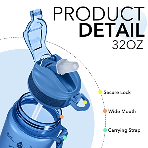 Plastic Water Bottle With Straw & Time Marker