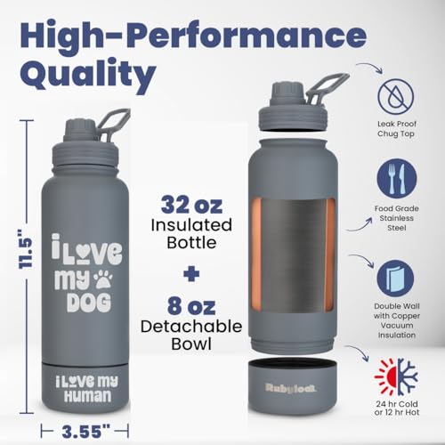 Dog Water Bottle with Detachable Bowl for Dog Lovers